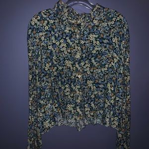 Zara Floral Flowy Blouse Medium